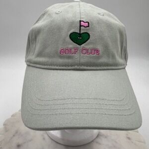 Frasier Sterling Sport Golf Club Heart Embroidered Sage Green Cotton Hat NEW